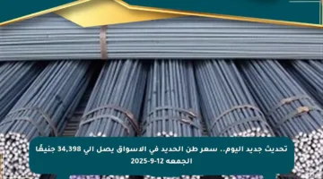 تحديث جديد اليوم.. سعر طن الحديد في الأسواق يصل إلى 34,398 جنيهًا الجمعة 12-9-2025